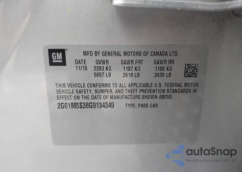 2016 Cadillac Xts Luxury Collection from USA, damaged, VIN 2G61M5S38G9134349